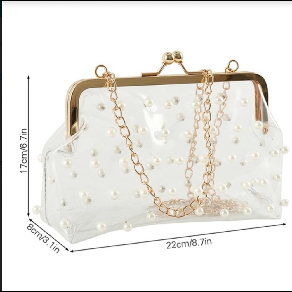 Women’s Beaded Transparent Crossbody Jelly Bag - Picture 2 of 6
